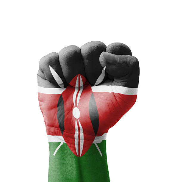 Hand fist national flag of Kenya